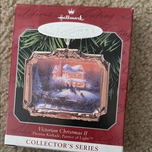 Thomas Kinkade Red Holiday Ornament Snowy Winter Scene